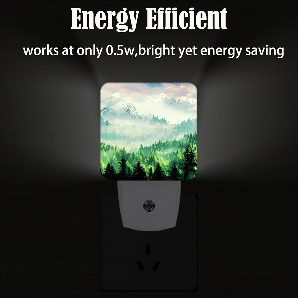 Mountain Forest Landscape Painting Night Light, Plug Into Wall Decor for Stairway, Hallway, Kitchen, Dusk to Dawn Sensor Nightlights for…