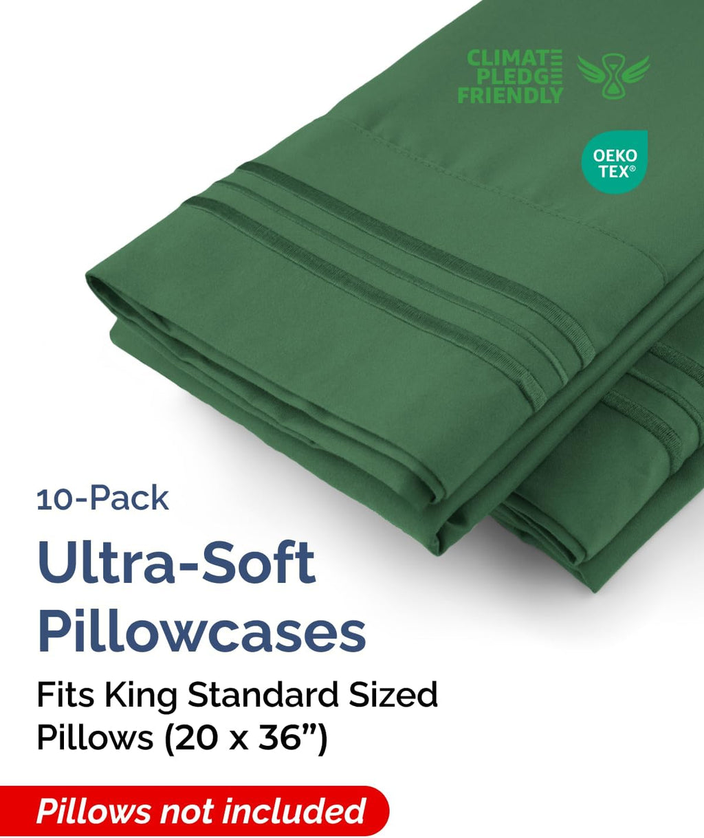 King Standard Pillow Cases Set of 10 - Ultra Soft Hotel Quality Pillowcase Covers - Comfy & Wrinkle Free - Shrink & Fade Resistant…