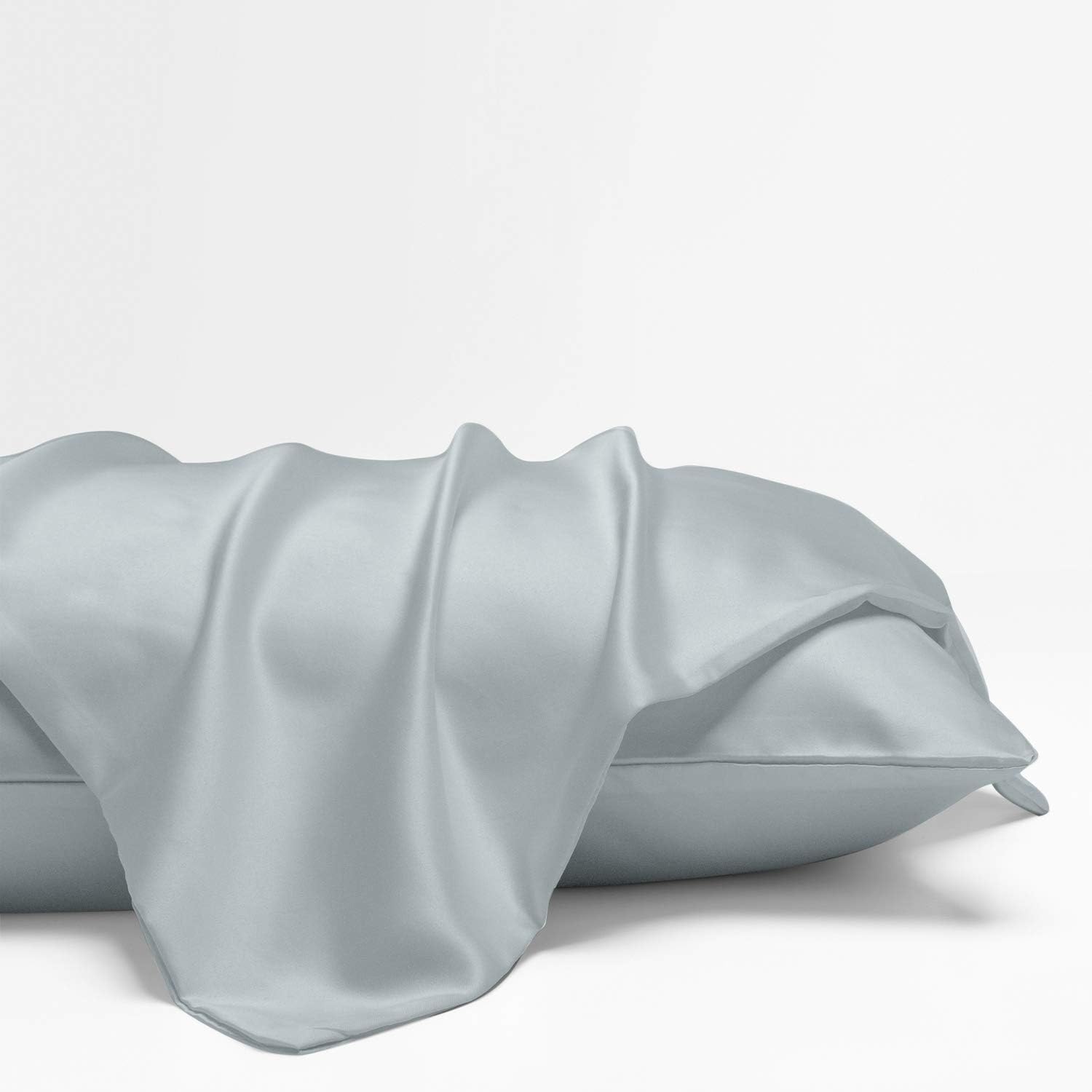Ntbay Zippered Satin Pillow Cases for Hair and Skin, Luxury Standard Hidden Zipper Pillowcases Set of 2, 20x26 Inches, Grey 26 Inches Grey