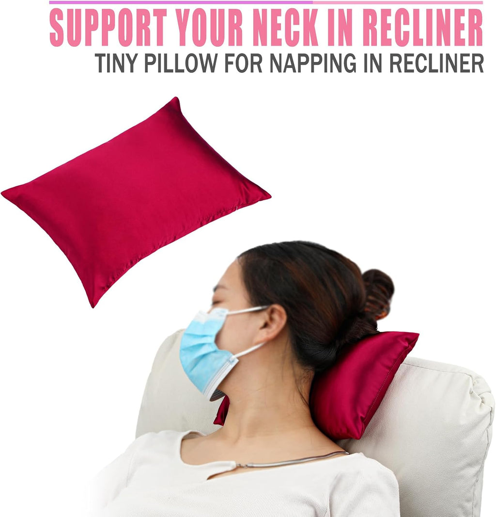 BNRendles Small Neck Pillow for Recliner Chair Neck with Removable Pillowcover Little Cervical Support Cushion Tiny Pillows Sleep Nap Satin…