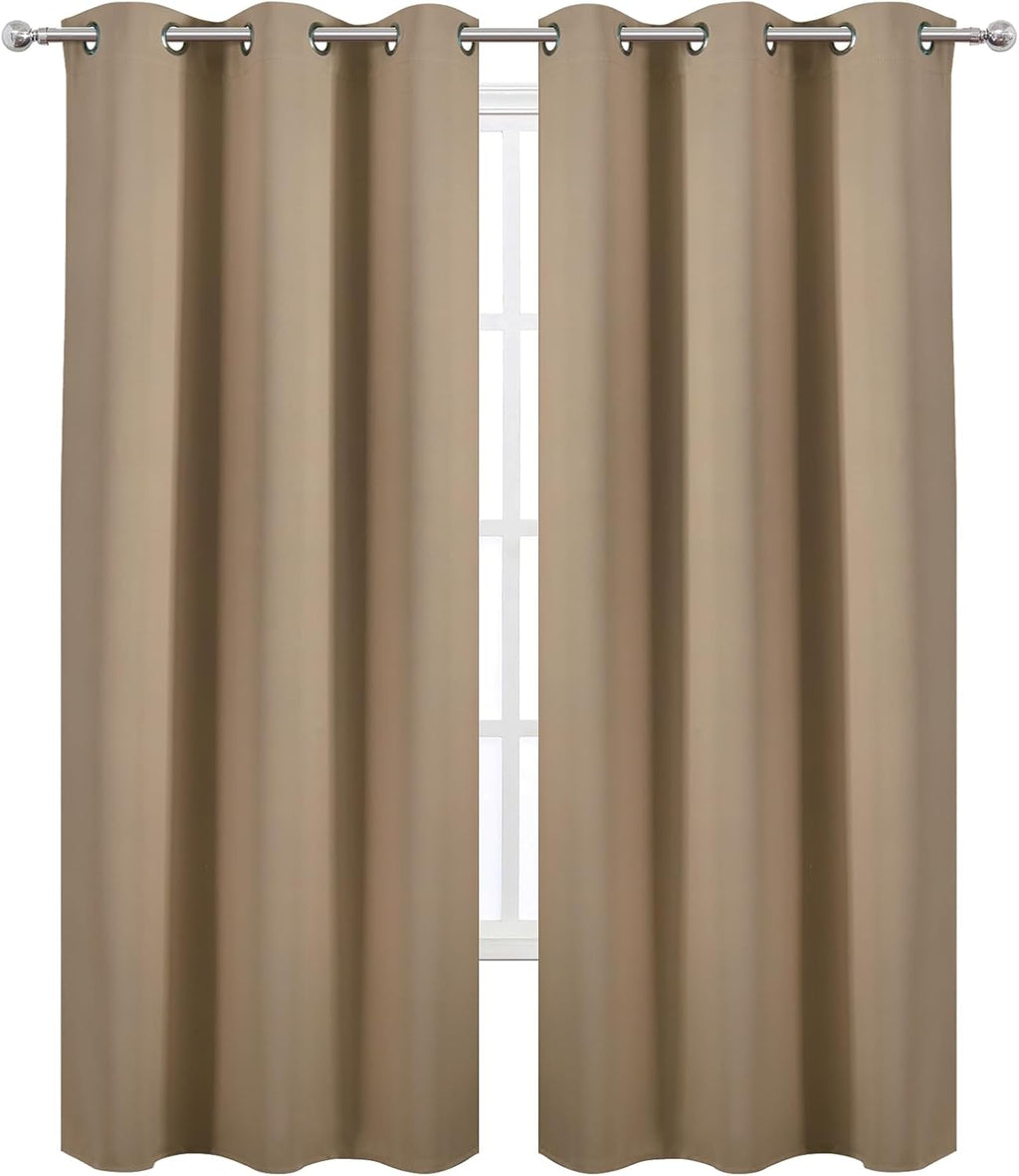 Lemomo Natural Thermal Blackout Curtains/42 x 84 Inch/Set of 2 Panels Room Darkening Curtains for Bedroom 84 Inch silver