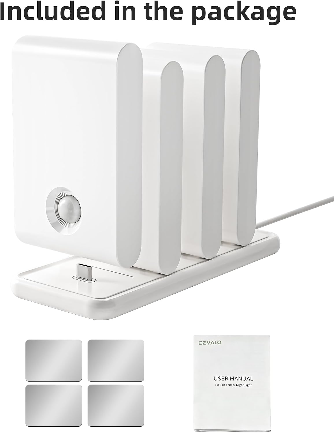 EZVALO Motion Sensor Stair Lights Indoor, Rechargeable Night Lights with Magnetic & Dimmable, Auto On/Off 3000K Soft White, Stick-On for…