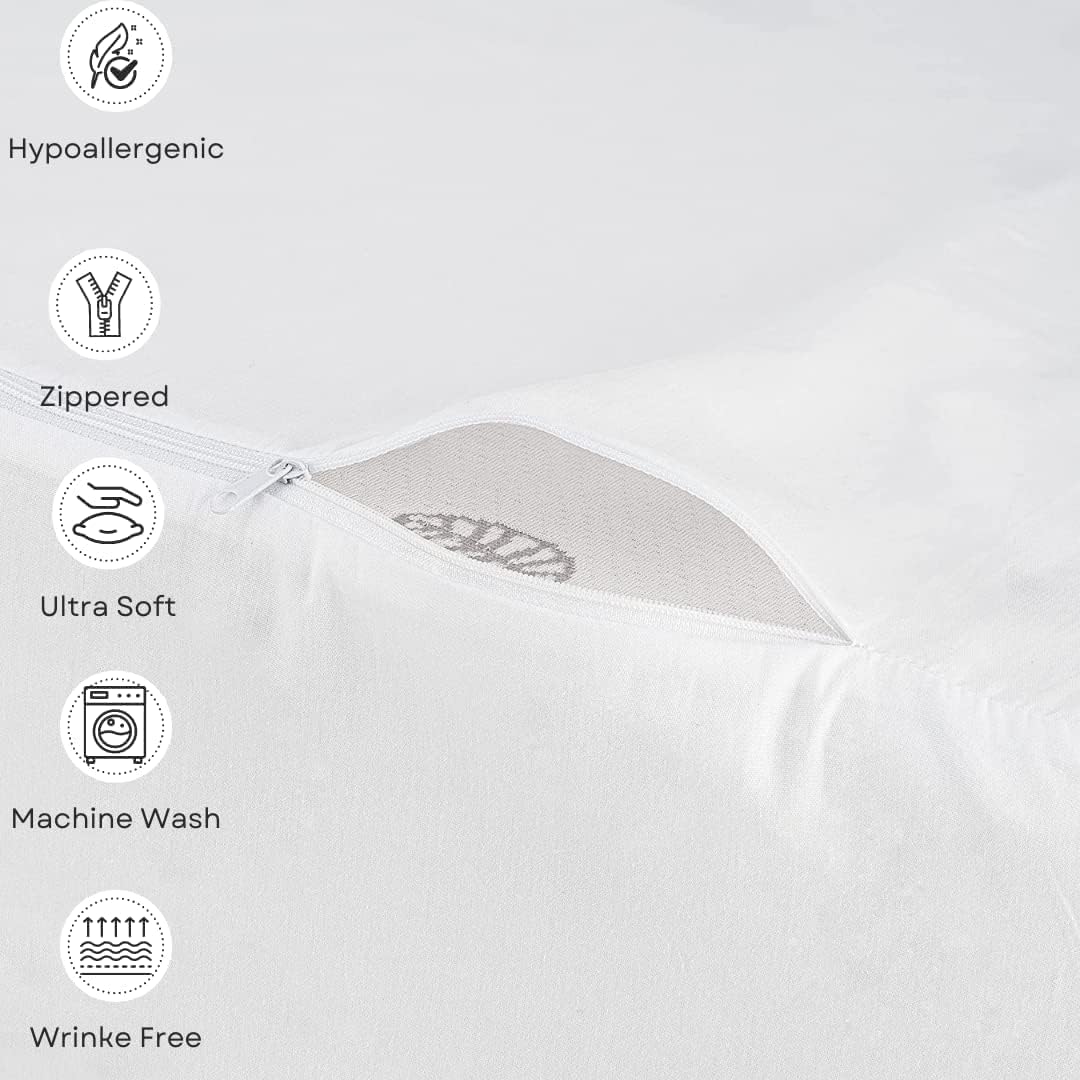 The Grand Poly-Cotton Zippered Pillow Protector - Wedge Pillow Cover - Protec ts from Dirt, Dust, and Dubris - Single Unit