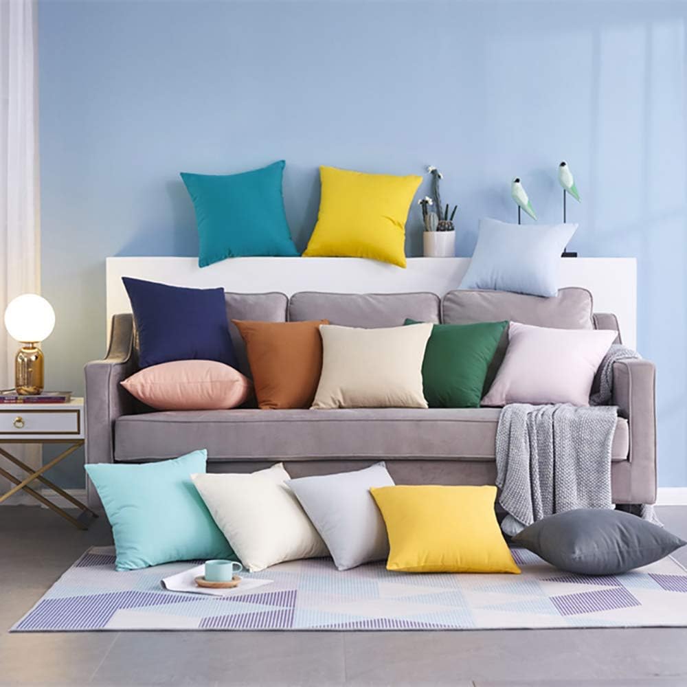 Thmyo 4-Pack 100% Cotton Comfortable Solid Decorative Throw Pillow Case Square Cushion Cover Pillowcase Sublimation Blank Pillow Covers DIY…