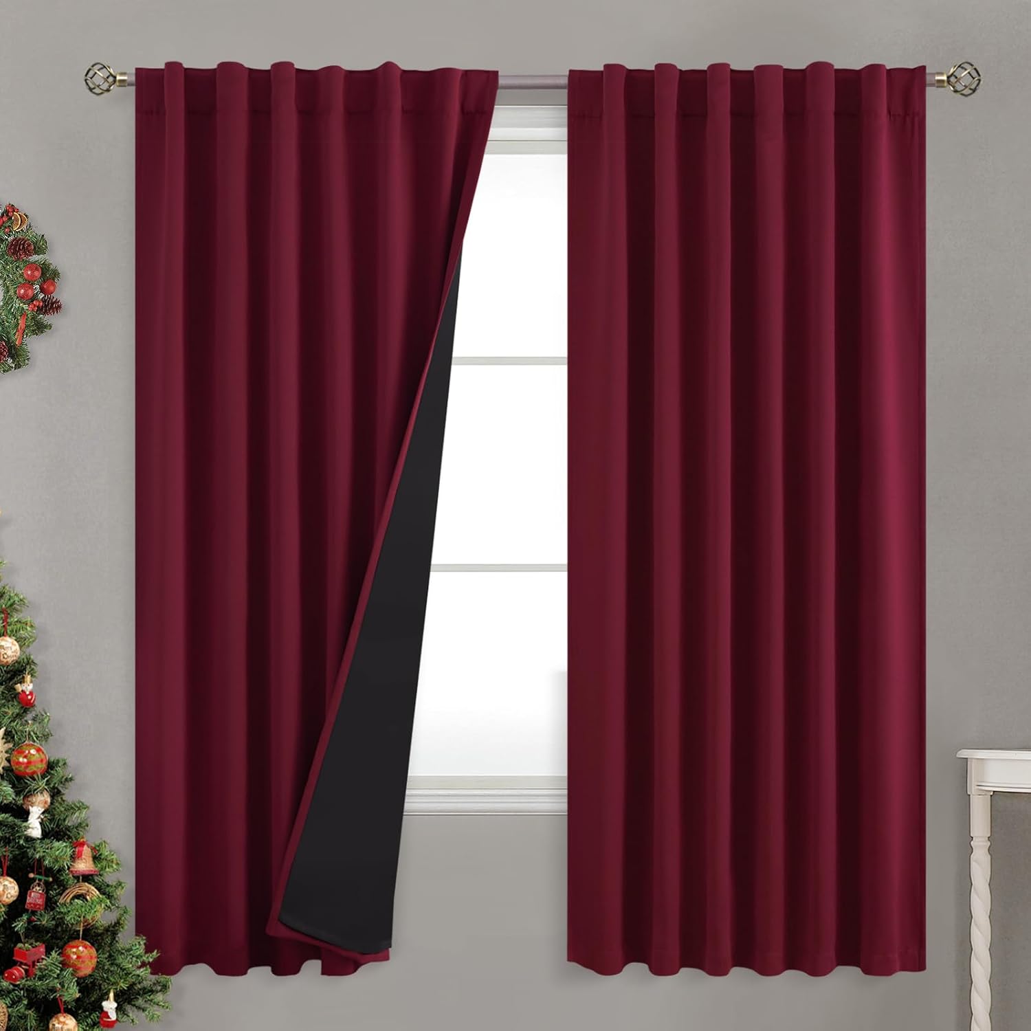 BGment Full Blackout Curtains with Thermal Insulation Liner Curtains 72 Inches Long, Rod Pocket and Back Tab Double Layer Room Darkening…