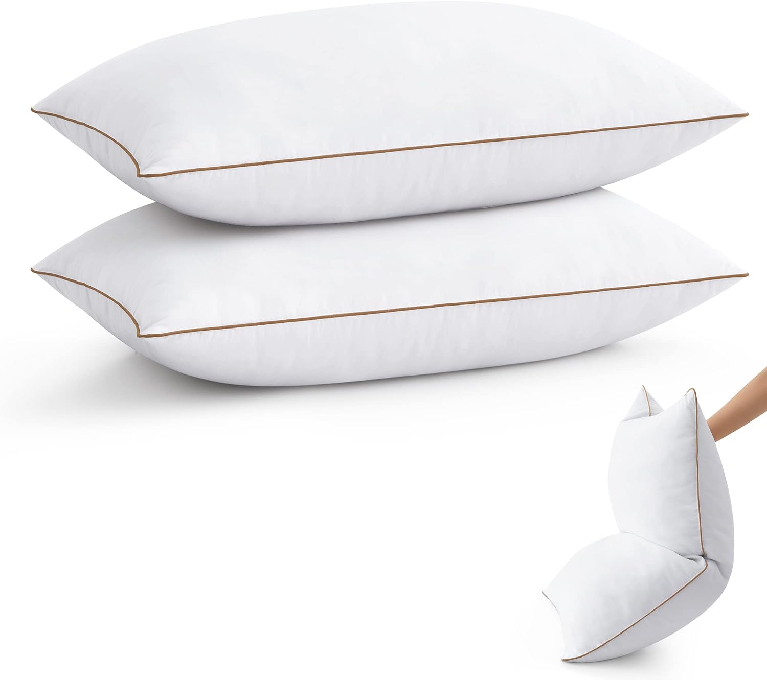 Puredown ® Goose Feather Down Pillows King Size Set of 2, Fluffy Bed Pillow for Sleeping with 100% Cotton Cover, Medium Firm Luxury Hotel C…