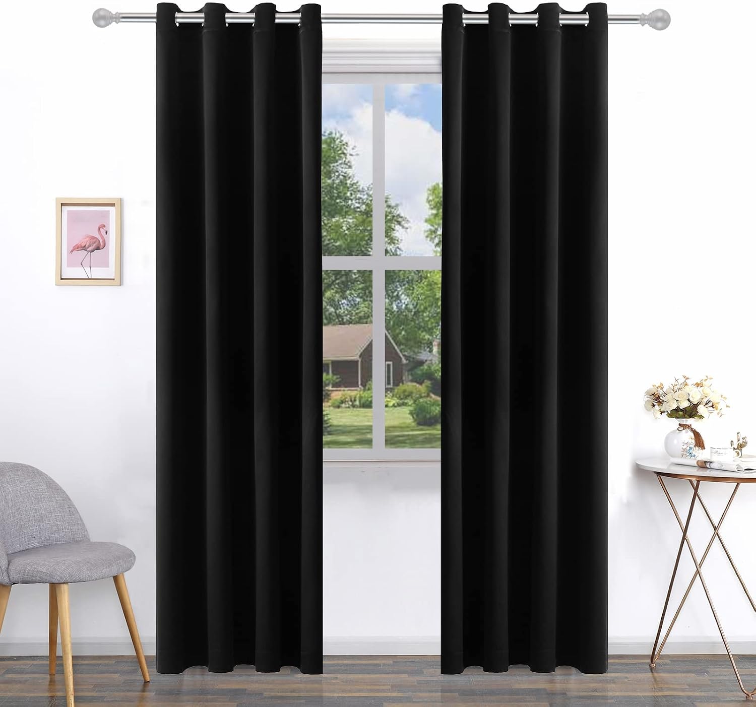 Pickluc Grommet Blackout Curtain for Living Room, Light Blocking Drapes, Thermal Insulated, Noise Reduction, 52 Inches Wide x 108 Inches Lo…