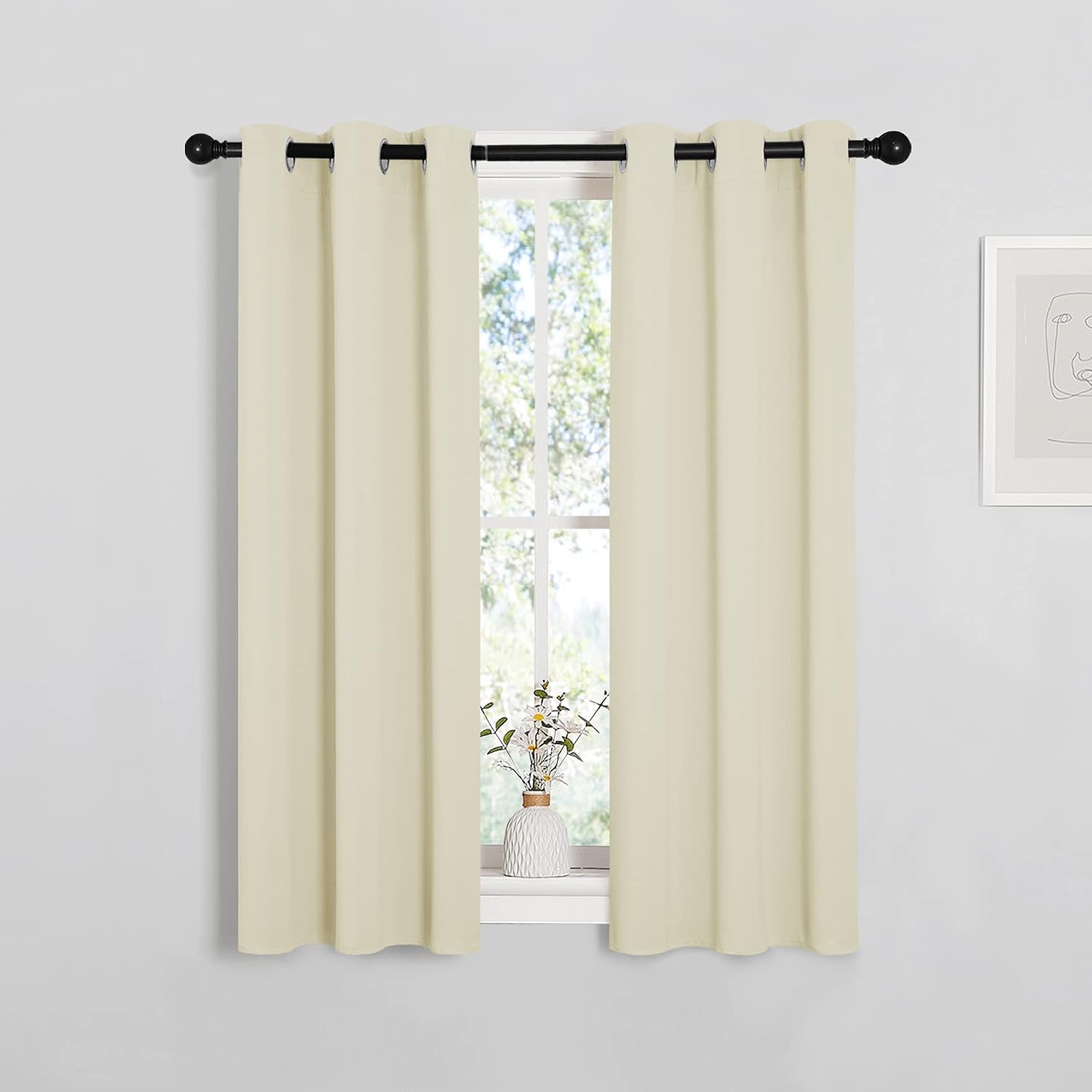 NICETOWN Room Darkening Short Curtain Panels for Small Window, Beige, 2 Panels, W29 x L40 -Inch, Thermal Insulated Grommet Room Darkening…