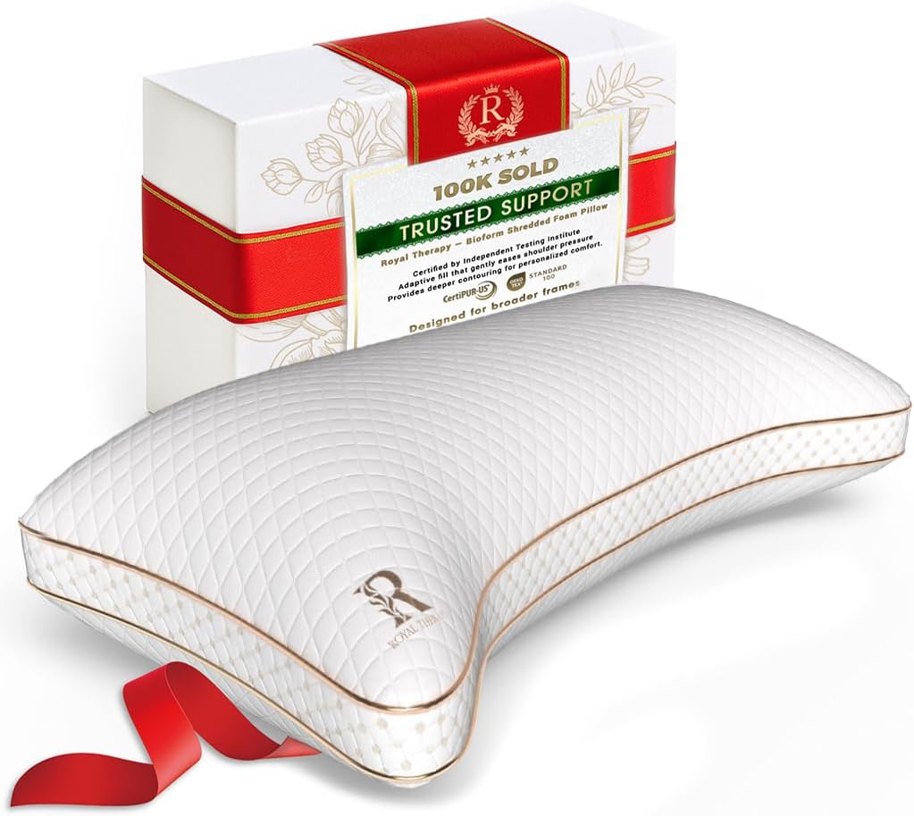 Royaltherapy Royal relaxation King Memory Foam Pillow, Adjustable Shredded Odor-Free Pillow for Neck & Shoulder, Support for Back…