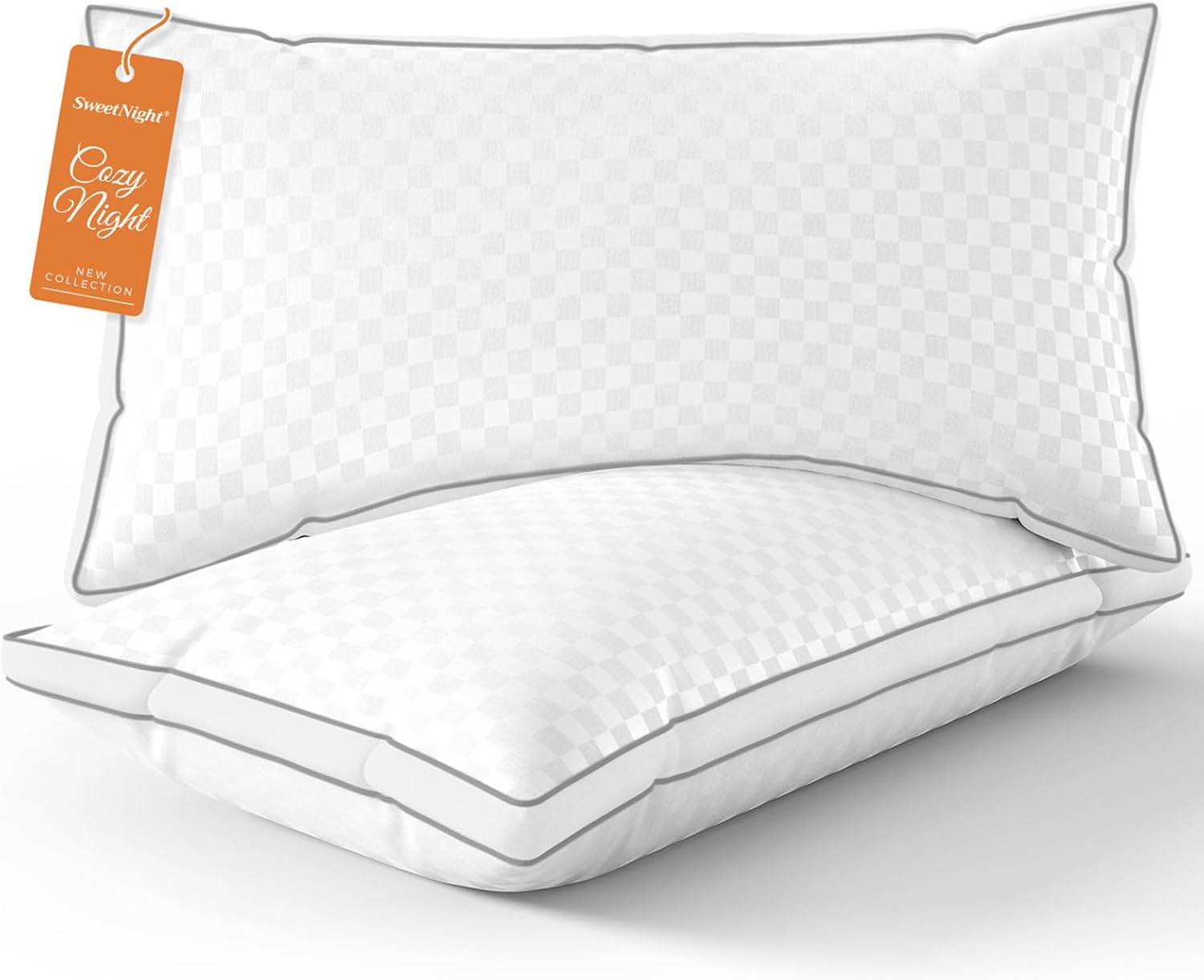 SweetNight Bed Pillows Standard Size Set of 2, Fluffy Luxury Hotel Collection Gusseted Pillows for Neck and Shoulder, Side Back Stomach…