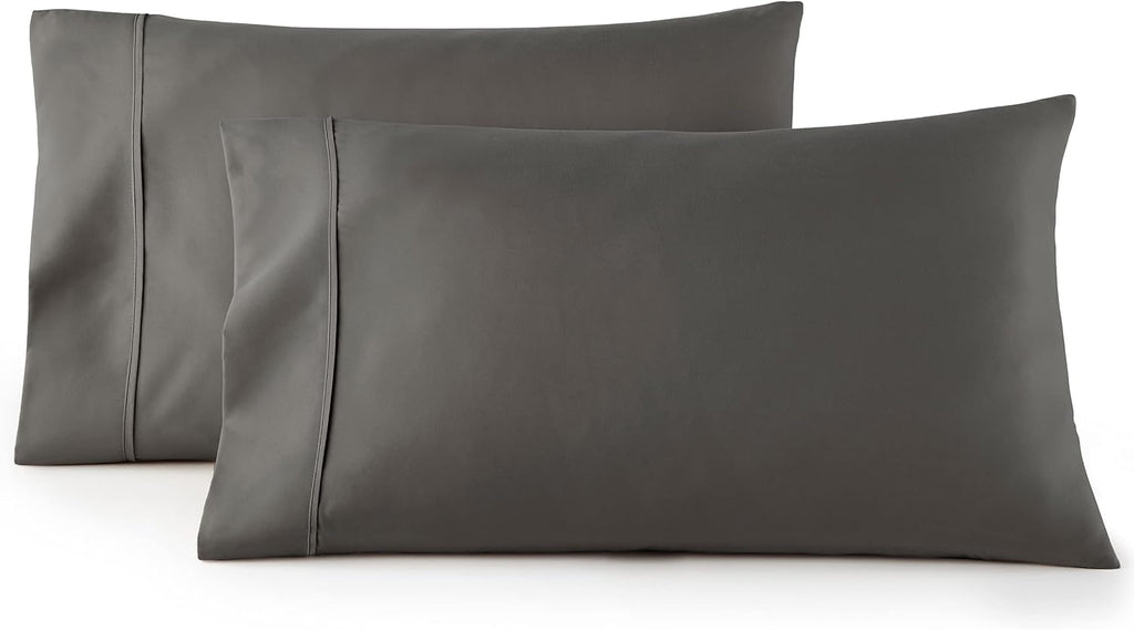 HCCollection HC Collection King Pillow Cases Set of 2- Microfiber, Extra Soft Pillowcases - easy maintenance & Machine Washable - Gray Gray