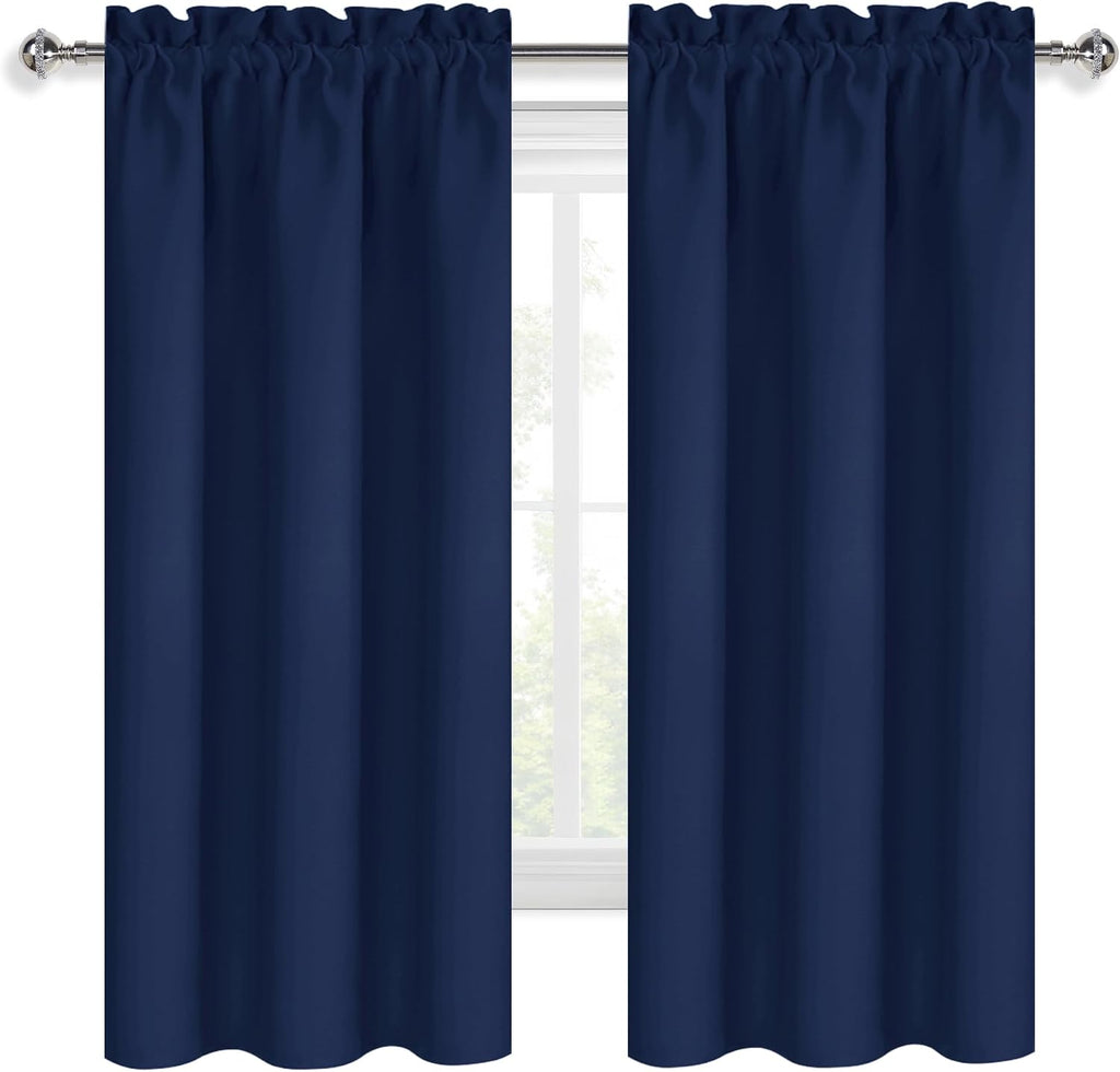 Dwcn Navy Blue Blackout Curtains for Bedroom 72 Inches Long 2 Panels Set Window Drapes Thermal Insulated Room Darkening Rod Pocket Curtains…