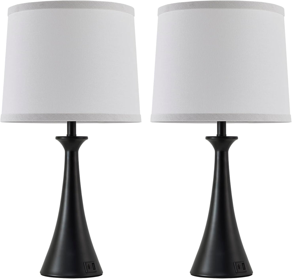 Touch Lamp for Living Room Bedroom, 21" Table Lamps Set of 2 with USB C+A Ports and White Lamp Shades, Touch Bedside Lamps for Nightstand…