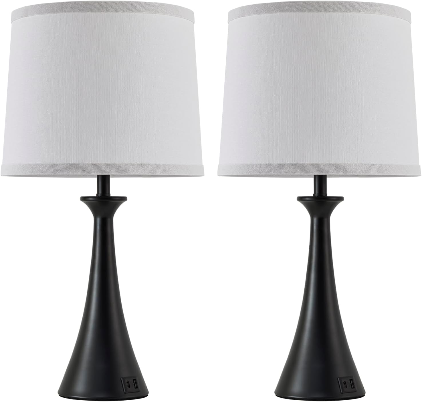 Touch Lamp for Living Room Bedroom, 21" Table Lamps Set of 2 with USB C+A Ports and White Lamp Shades, Touch Bedside Lamps for Nightstand…