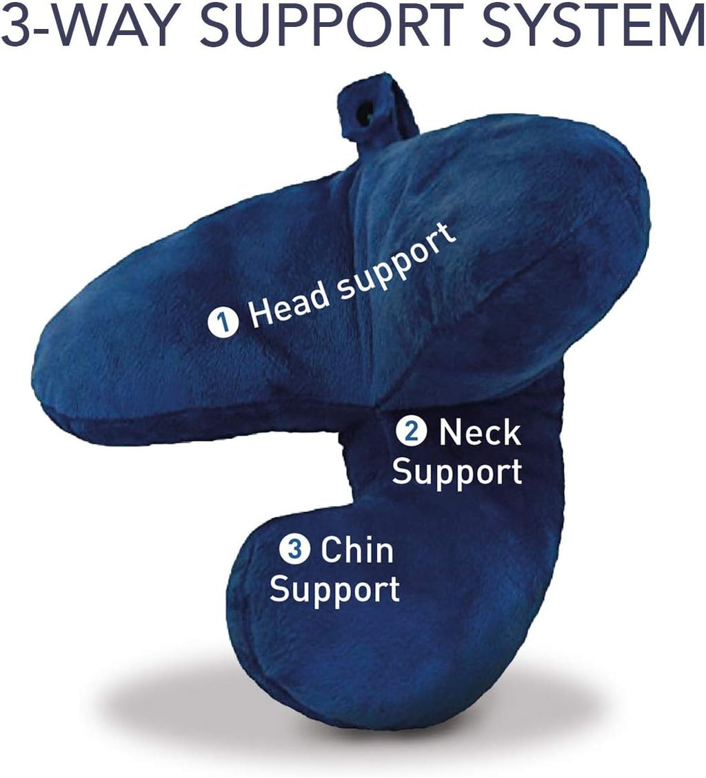 J-Pillow Travel Pillow - Chin Supporting Travel Pillows for Sleeping Airplane - Flight Pillow Supports Your Head, Neck & Chin (Blue) Blue