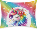 Satin Pillowcase for Hair and Skin Flower Rainbow Unicorn Soft Silk Pillow Case with Envelope Closure Cooling Pillow Cases Slip Standard…