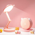 One Fire Cute Desk Lamp Pink Dorm Lamps for College Girls Foldable Portable Rechargeable Dimmable Cute Cat Lamp Kawaii Room Decor, College…