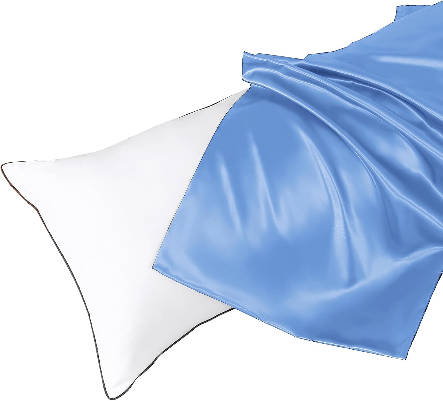Huxmeyson Body Pillow with Satin Pillowcase, Body Pillow for Adults, Removable Cover, Light Blue (20"x54") 1 count Blue