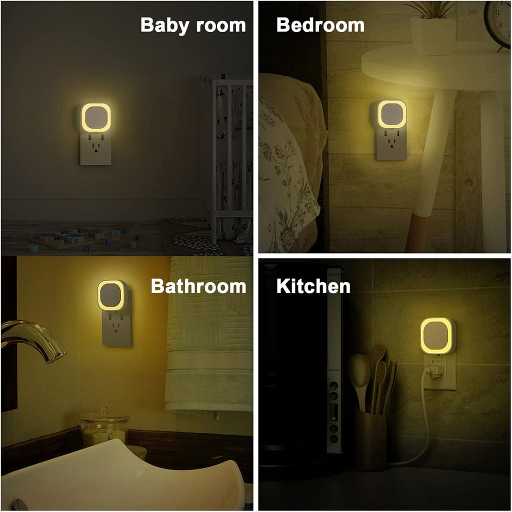 Yunlex 6 Pack Warm White Night Light, Gentle Eye-comfort with Dimmable Soft Glow & Indirect Reflection, Auto Dusk to Dawn Sensor, Plug in…