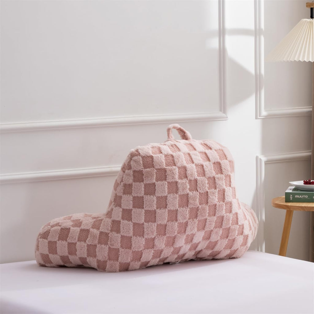 Holawakaka Checkered Reading Pillow for Sitting up in Bed Sofa Kids Teens, Backrest Pillow with Arms for Boys Girls Women Petites Pregnancy…