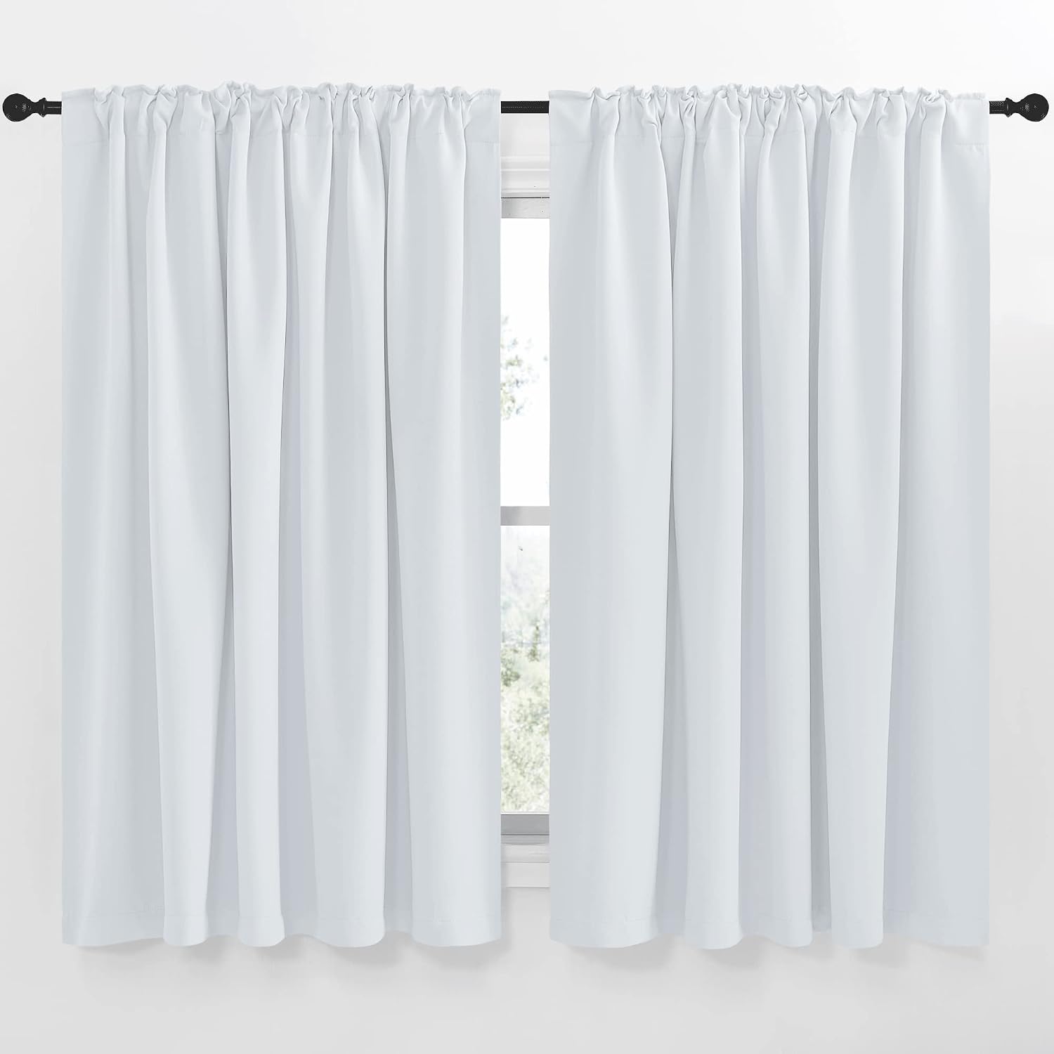 Nicetown Living Room Darkening Curtain Drapes - (Cloud Grey Color) W70 x L63, Set of 2, Room Darkening Window Treatment Drapery Panels Grey
