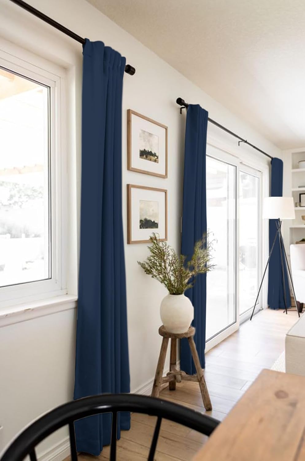 100BlackoutShield 100% Blackout Shield Linen Blackout Curtains for Bedroom 96 Inches Long, Back Tab/Rod Pocket Living Room Drapes, Thermal…