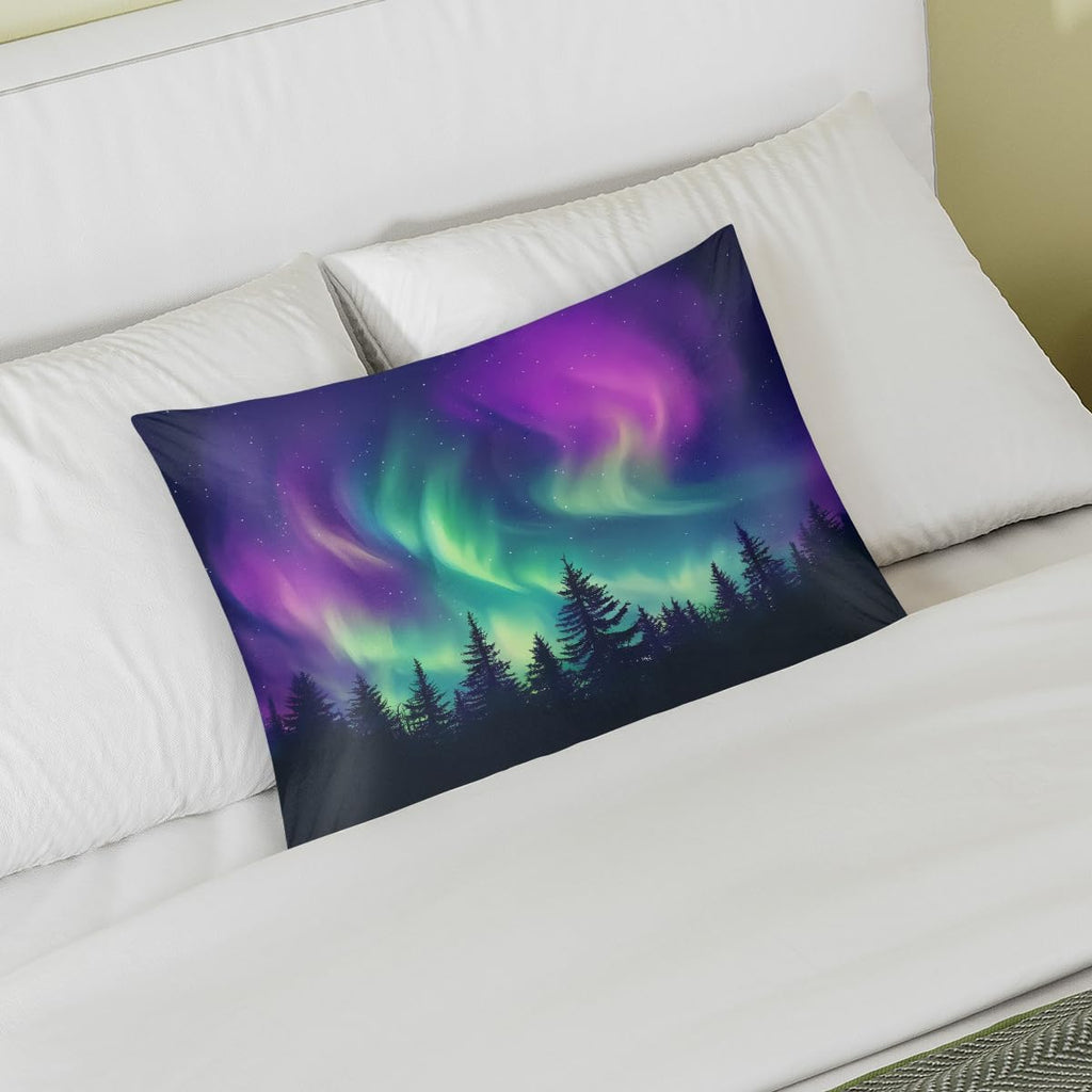 Satin Pillowcase for Hair and Skin, Standard Size Northern Light Aurora Decorative Pillow Sham with Envelope Closure Pillow Cover for…