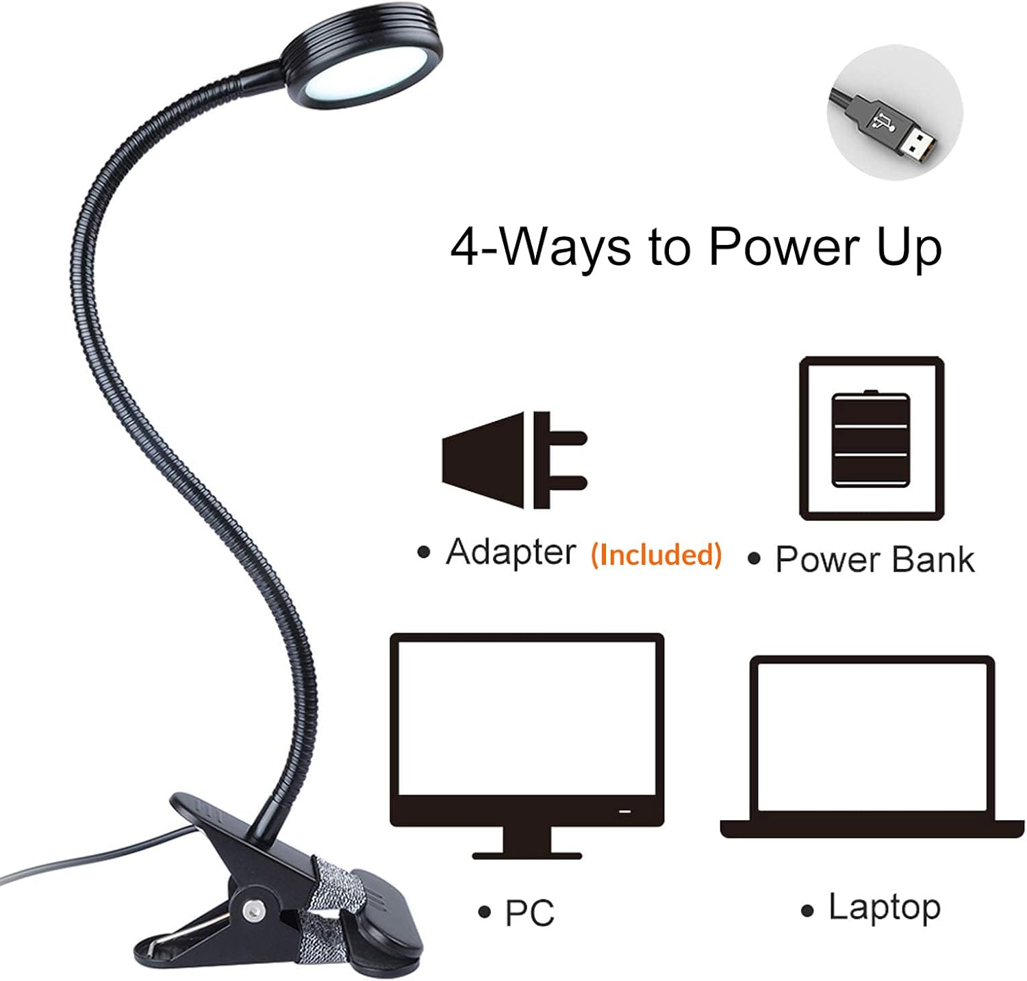 LEPOWER Clip on Light/Reading Lights/Book Light/Desk Lamp Color Changeable/Night Lights Clip on for Desk, Bed Headboard and Computers…