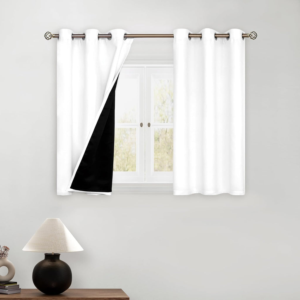 BGment Short Curtains for Small Windows - Cafe Curtains 40 Inch Length White Blackout Thermal Insulated Grommet Drapes for Bedroom (42 x 40…