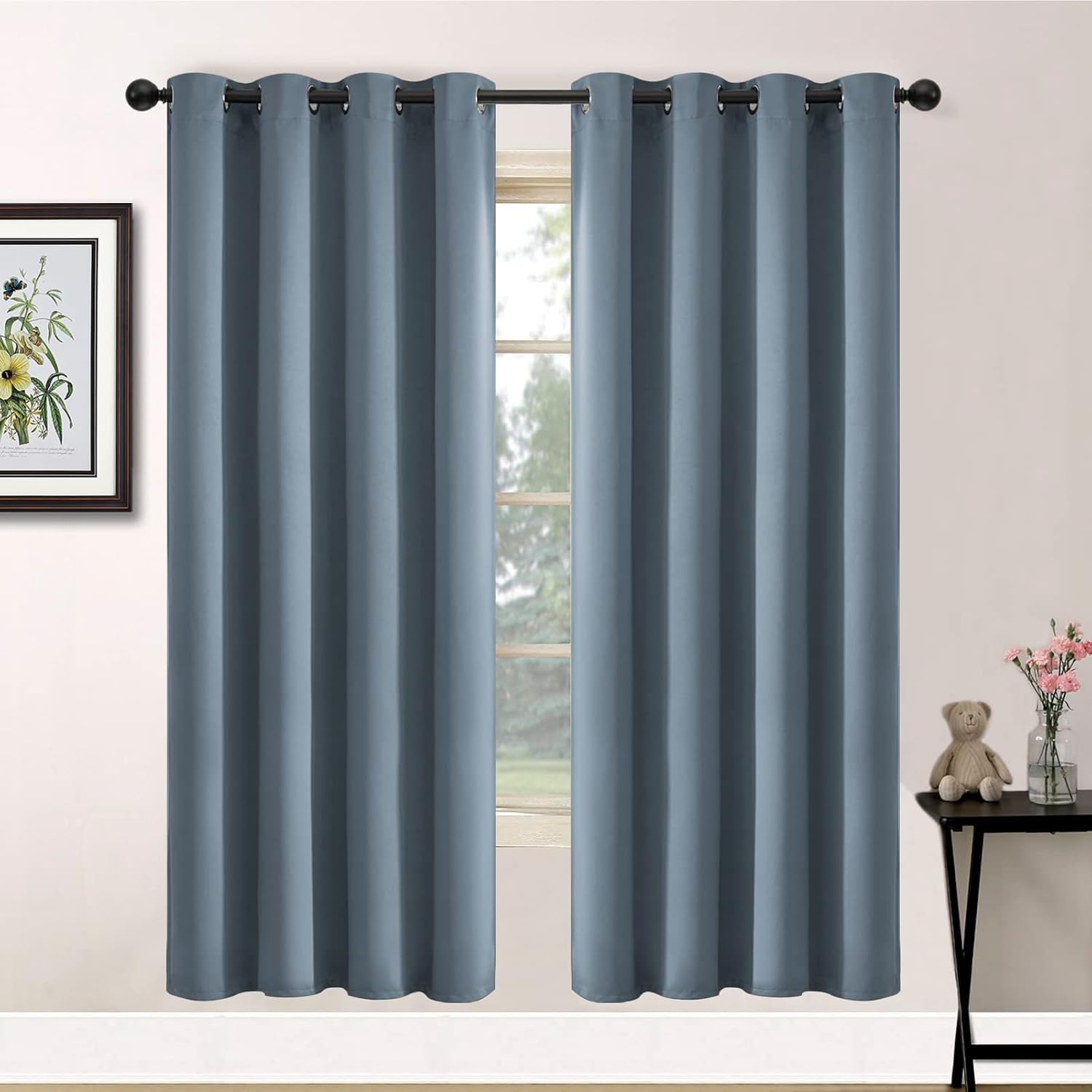 Yakamok Blackout Curtains 72 Inch Length for Bedroom, Light Blocking Drapes Room Darkening Thermal Insulated Solid Grommet Panels for…