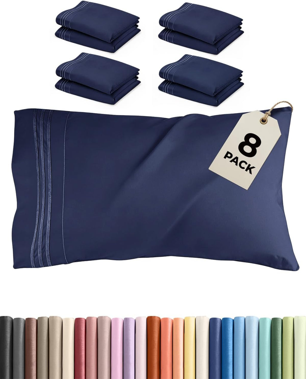King Standard Pillow Cases Set of 8 - Ultra Soft Hotel Quality Pillowcase Covers - Comfy & Wrinkle Free - Shrink & Fade Resistant…