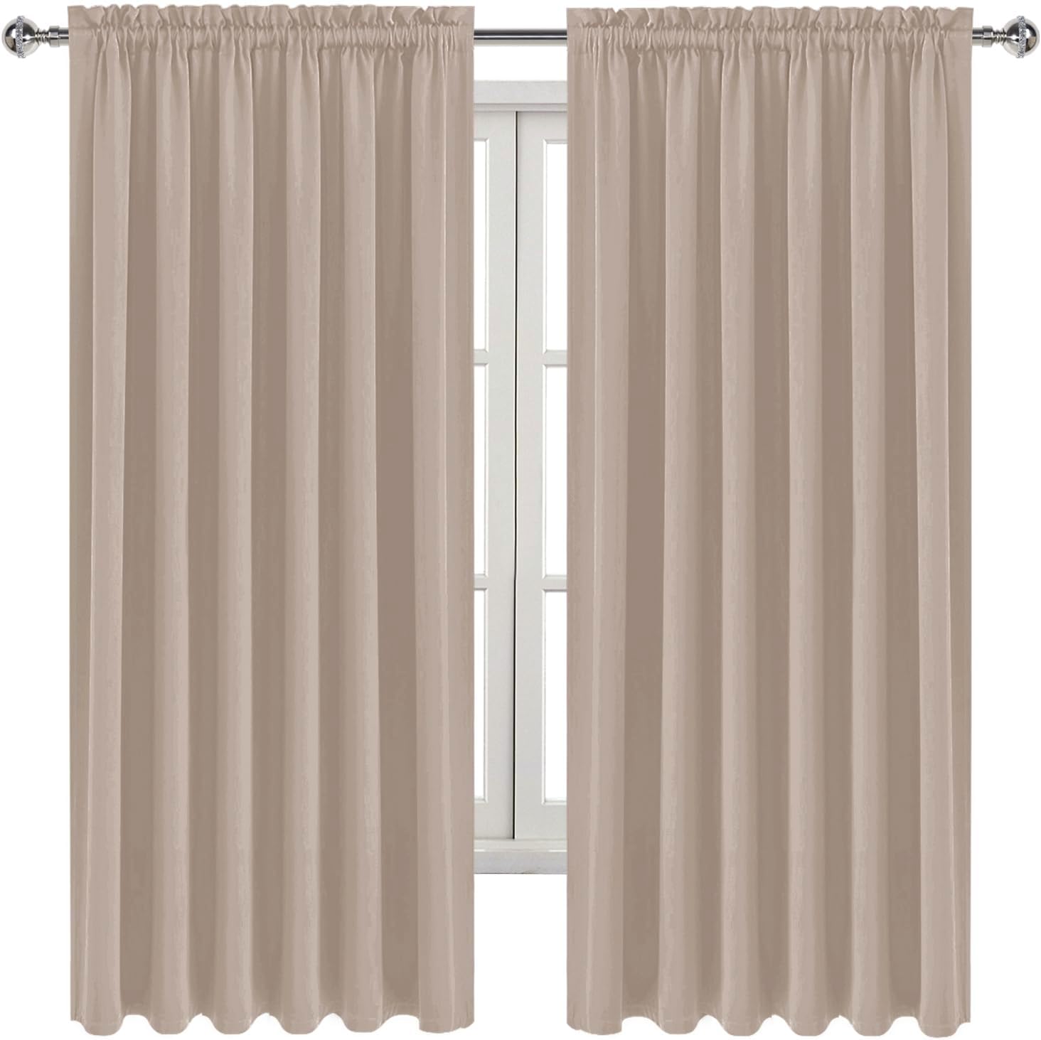 DWCN Blackout Curtains for Living Room Thermal Insulated, Energy Saving & Noise Reducing Bedroom Curtains, Camel, W 70x L 63 Inch, Set of…