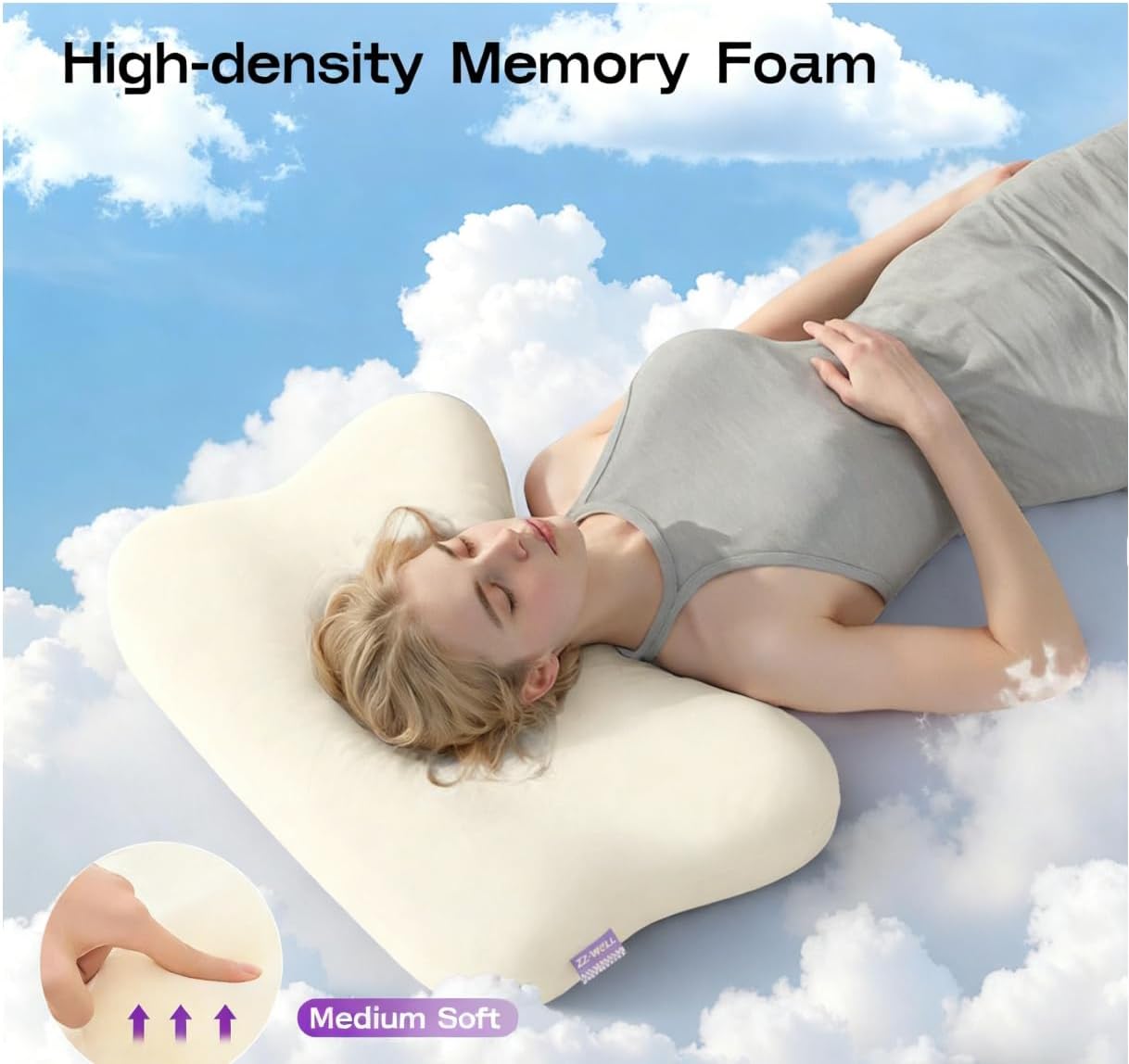 Zz-Well Side Sleeper Pillows - Patented Cervical Neck Pillow for Sleeping with Cooling & Removable Cover- High Loft Heavy Density Memory Fo…