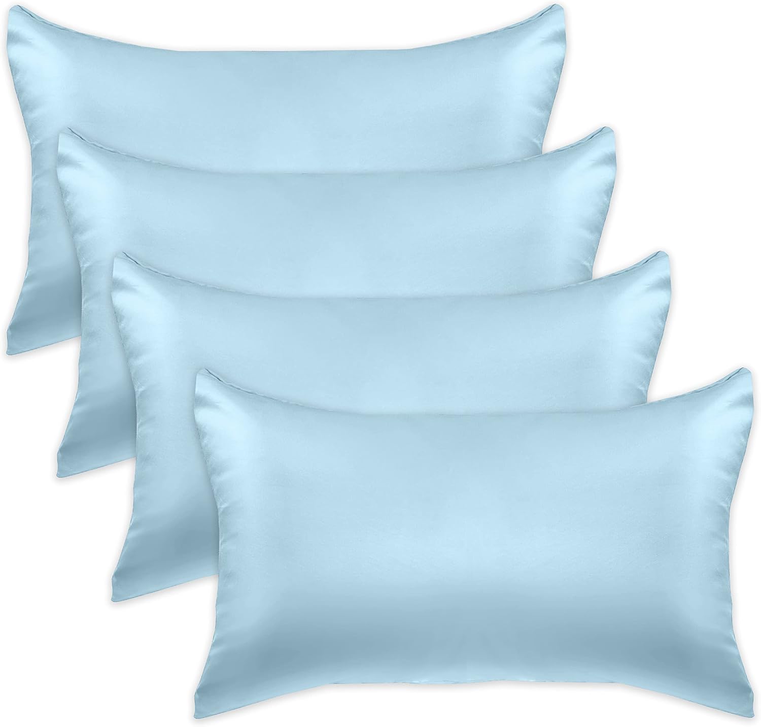 Elegantcomfort Elegant Comfort 4-Pack King Satin Pillowcase Set with Hidden Zipper Closure, Silky Smooth for Hair and fabric comfort…