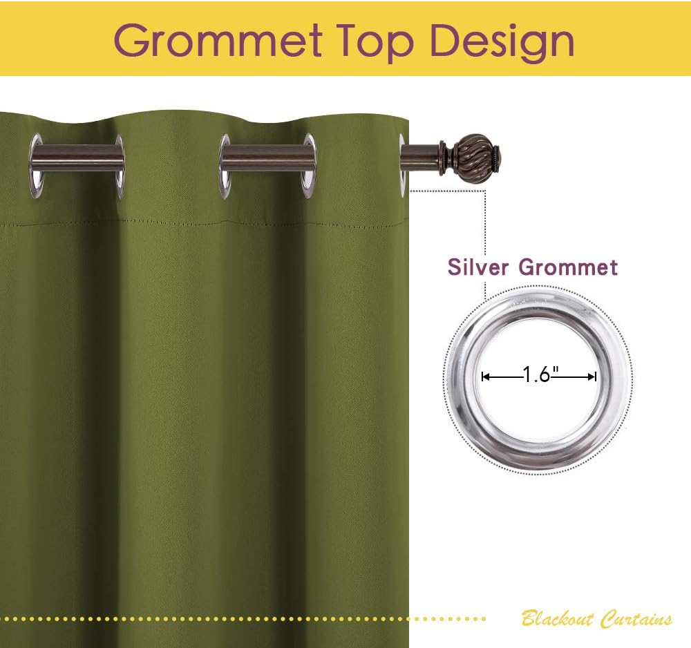 NICETOWN Bedroom Curtain Panels Blackout Draperies, Thermal Insulated Solid Grommet Blackout Drapes for Christmas Decoration (1 Pair, 42…