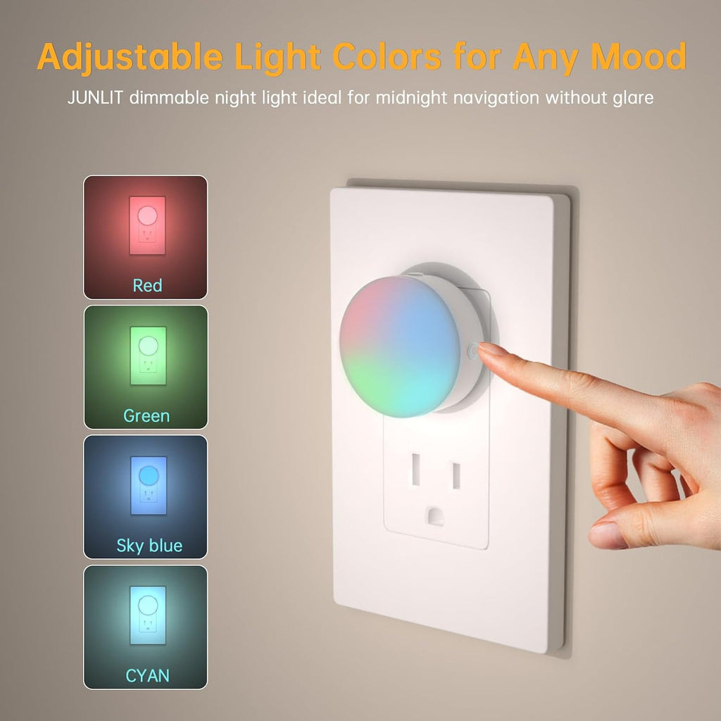 Plug in Night Light 12 Pack, Mni Night Lights with 4-Color Changing, Dusk to Dawn, 3 Brightness Levels, Ideal Dimmable Nightlight for…