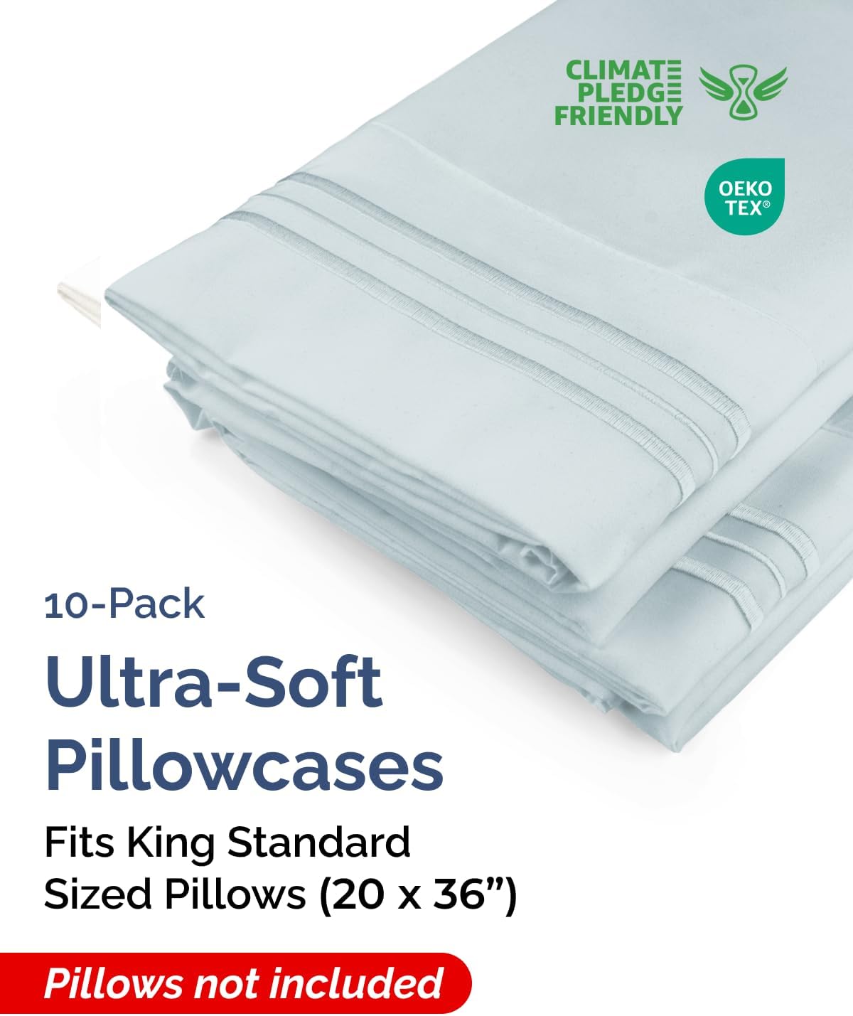 King Standard Pillow Cases Set of 10 - Ultra Soft Hotel Quality Pillowcase Covers - Comfy & Wrinkle Free - Shrink & Fade Resistant…