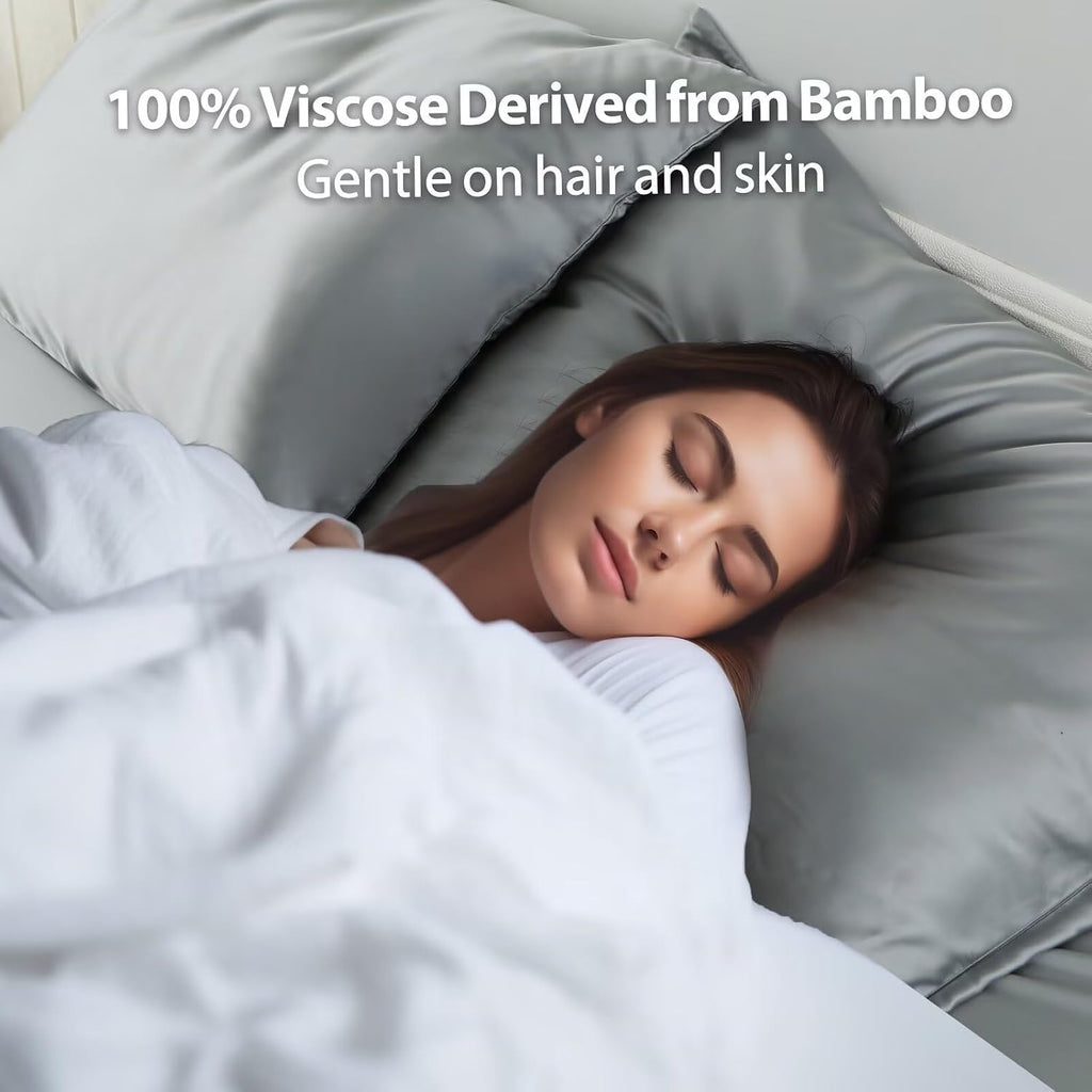 ShunjieHome 4 Pack Cooling Pillow Cases, Viscose Derived from Bamboo Pillow Protectors King Size Set of 4, 400 Thread Count Soft Silky Breat…