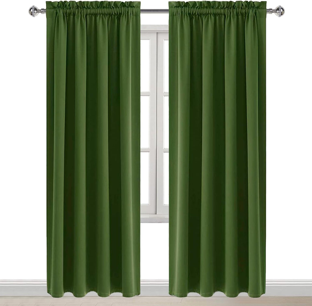 Dwcn Blackout Curtains Room Darkening Thermal Insulated Bedroom Curtains Window Curtain Panels, 52 x 84 inches Long, Set of 2 Olive Green R…