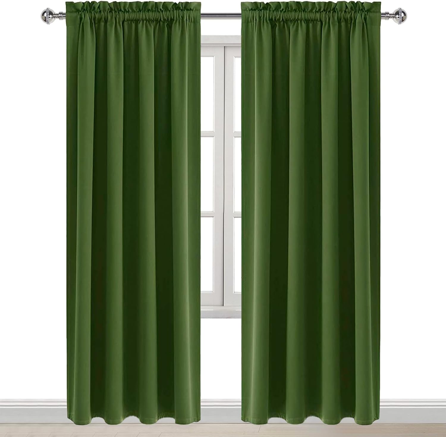 Dwcn Blackout Curtains Room Darkening Thermal Insulated Bedroom Curtains Window Curtain Panels, 52 x 84 inches Long, Set of 2 Olive Green R…