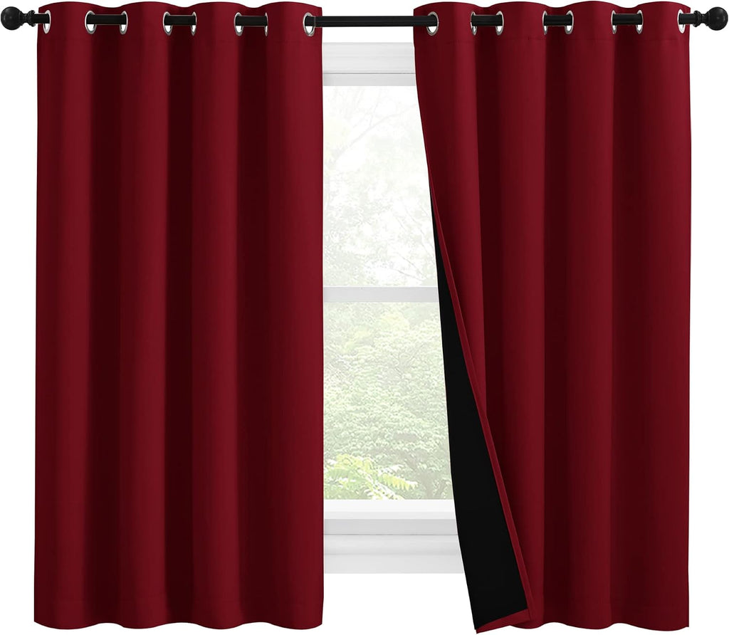 Nicetown Kitchen Full Blackout Curtain Panels, Super Thick and Soft Insulated Window Covers, 100% Blackout Draperies with Black Backing for…