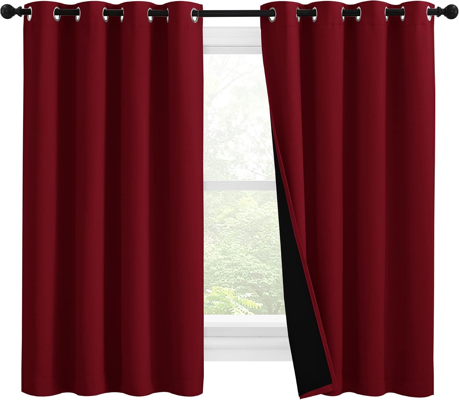Nicetown Kitchen Full Blackout Curtain Panels, Super Thick and Soft Insulated Window Covers, 100% Blackout Draperies with Black Backing for…