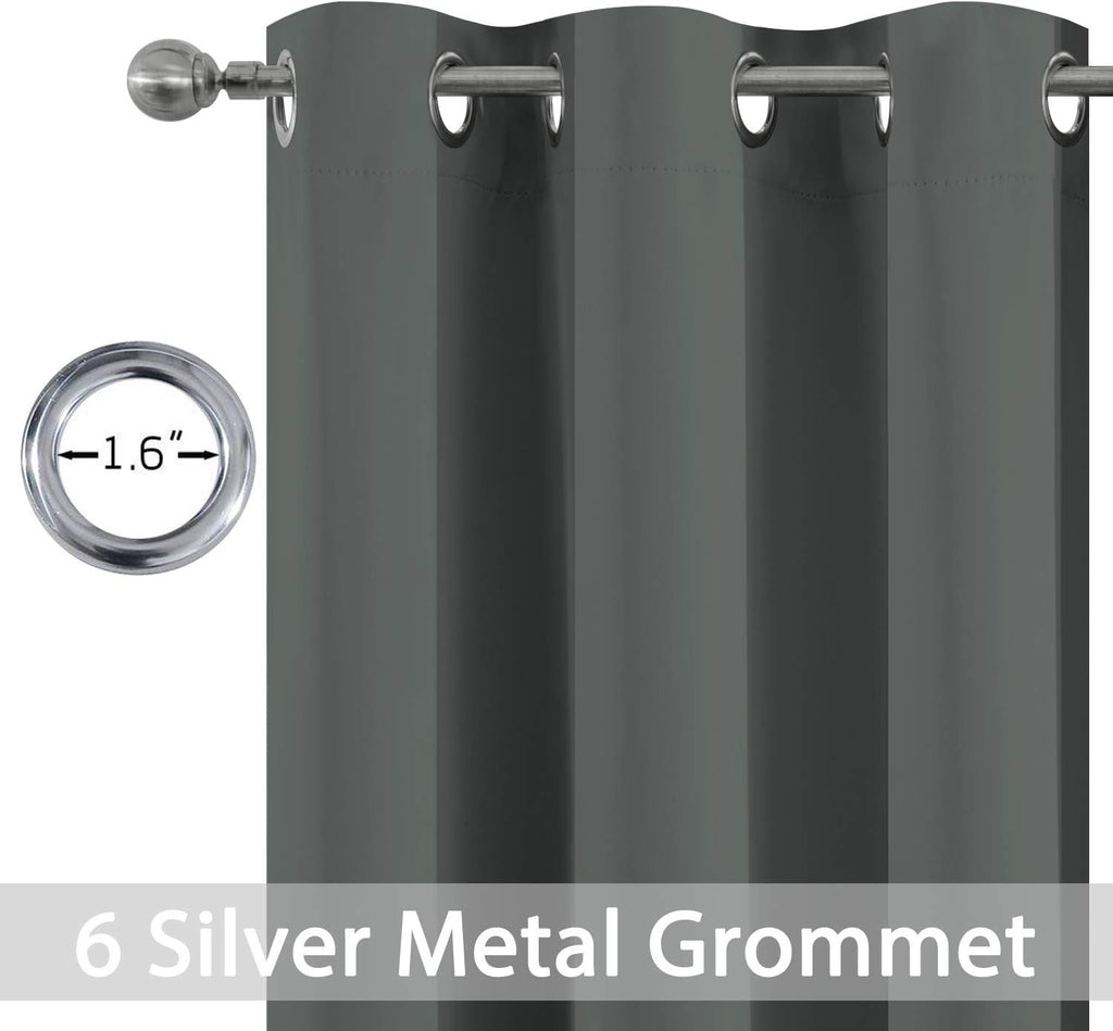 Yakamok Room Darkening Drapes Blackout Curtains Thermal Insulated Grommet Curtain Panels for Bedroom, 38W x 54L, Dark Grey, One Pair