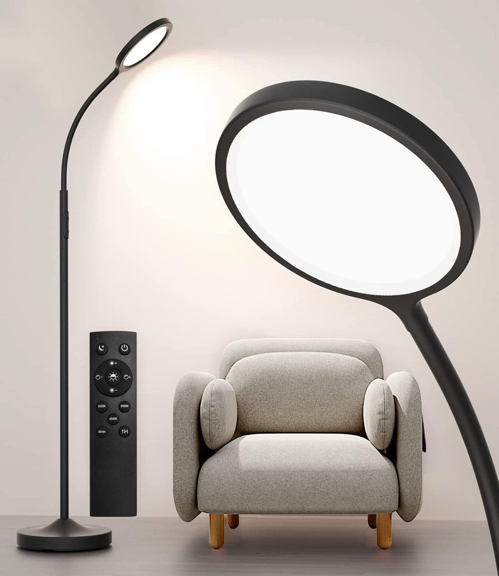 luckystyle Floor Lamp, Super Bright Dimmable LED Lamps for Living Room, Custom Color Temperature Standing Lamp with Remote Push Button…