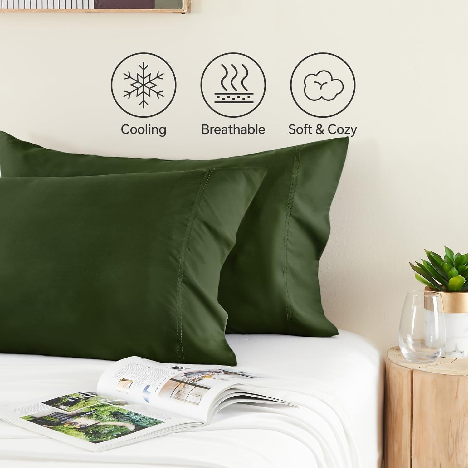 Bedelite King Size Pillow Cases Set of 2, Rayon Derived from Bamboo, Cooling Pillow Cases for Hot Sleepers & Night Sweats, Breathable and S…