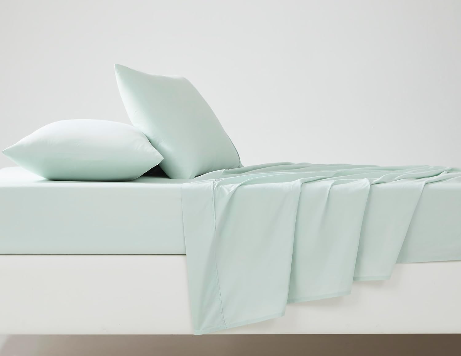 Linen Closet 4 Pcs 100% Cotton Queen Sheet Set, Sea Green, 400 Thread Count, Percale Weave, Deep Pocket Fitted Sheet, Fits Up To 18"…