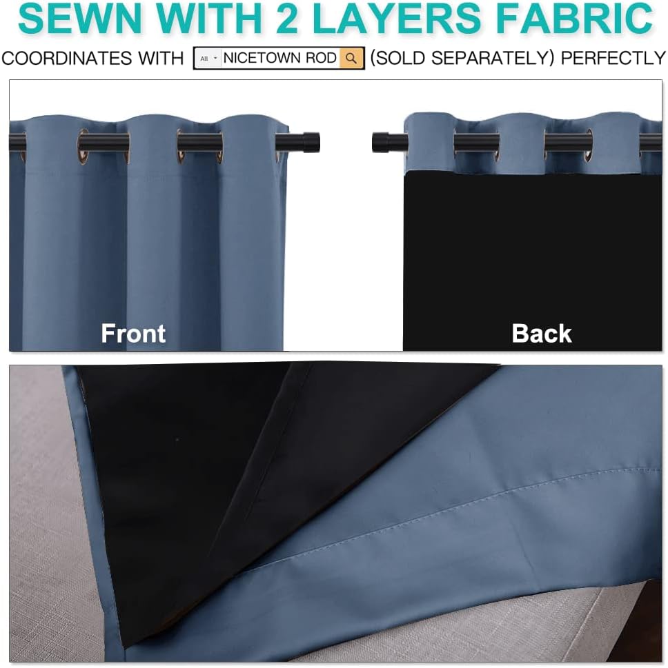 Nicetown 100% Blackout Curtains 84 inches Long, Pair of Energy Smart & Noise Blocking Out Drapes for Baby Room Window, Thermal Insulated Gu…