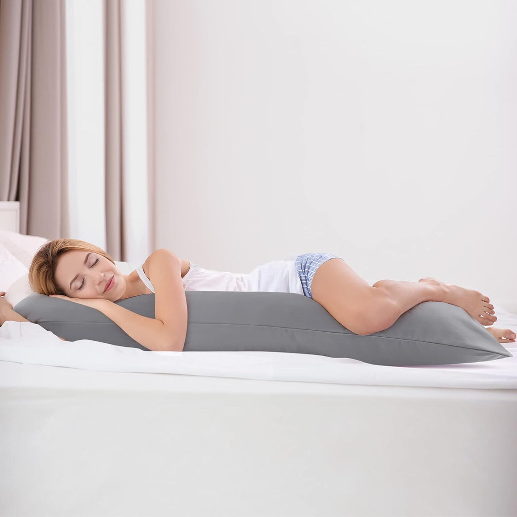 uxcell Soft Microfiber Body Pillow Cover with Zipper Closure, Long Pillow Cases for Body Pillows Weave for 90 GSM Polyester, Grey Body (20"…