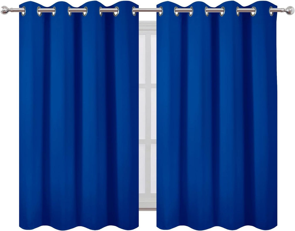 Lemomo Blackout Curtains 66 x 54 Inch Long Royal Blue Curtains Set of 2 Panels Room Darkening Curtains for Bedroom and Living Room 54 Inch…