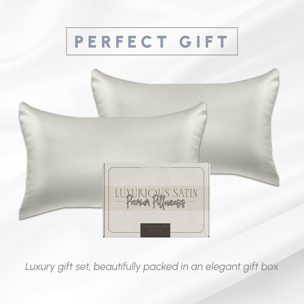 Elegantcomfort Elegant Comfort 2-Pack Cooling Viscose Satin Pillowcase Set with Hidden Zipper Closure, Silky Smooth for Hair and fabric…
